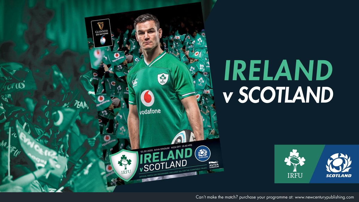 NewCentury_P's tweet photo. #IRE-SCO
Don’t miss new-look official @IrishRugby match programme:

✅Big match preview
✅Ireland Women’s 2020 vision
✅Donal’s Dossier
✅My Dream XV
✅TimeOut &amp; Kids Corner
✅#WIN €250 prize 

Can’t make the match? 
Order online https://t.co/TlBgVn1sig

#ShoulderToShoulder https://t.co/ZkP1QgQ0PL