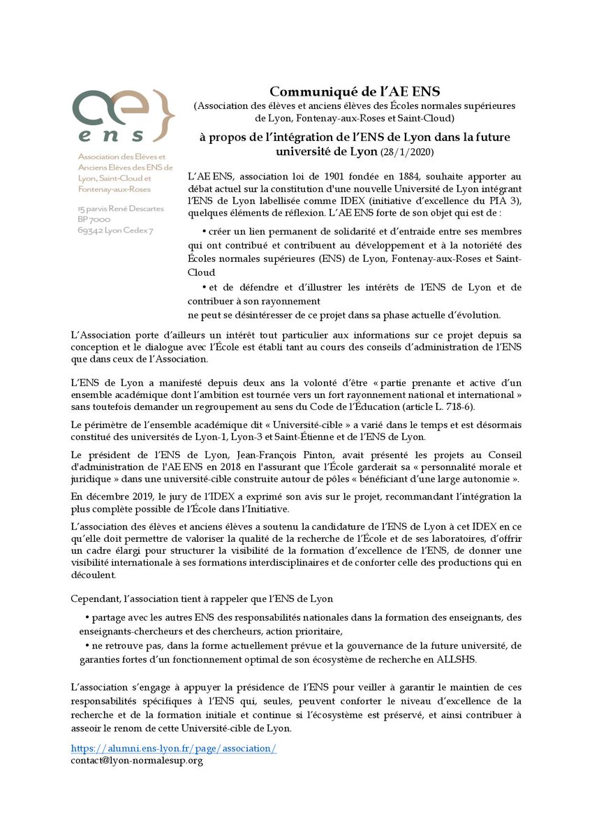 Texte intégral du communiqué