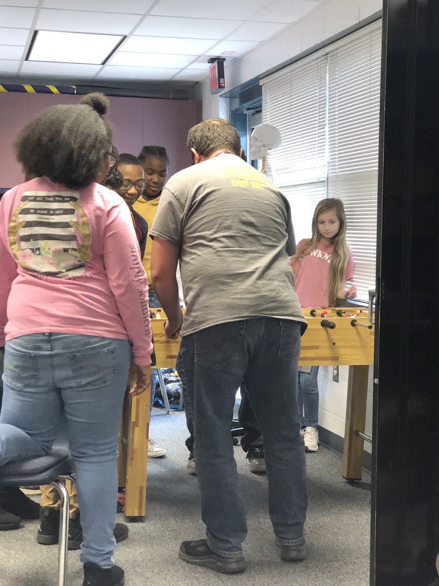 Mr. Balaguera trying to beat the fifth graders during recess at the foosball table.  <a href="/5thHces/">HCES 5th grade Jacksonville NC</a>. <a href="/Hcesg/">HCES Gators</a>.  #GlobalSTEMLeaders
