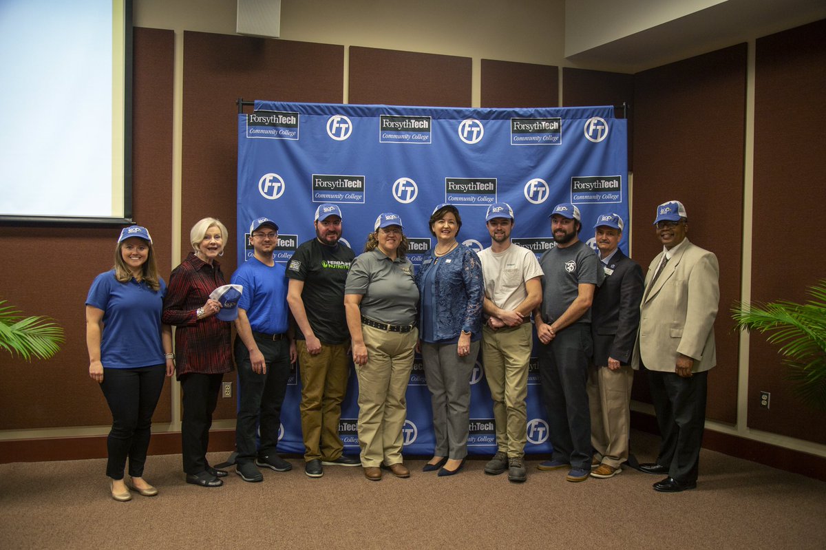 ForsythTechCC's tweet photo. Forsyth Tech apprentices took the LEAP! Today our Spring 2020 LEAP@ForsythTech apprentice cohorts signed with our employee partners, DM Squared, Herbalife, Siemens, & Triumph. These students will earn a full weeks salary while attending Forsyth Tech & getting on-the-job training. https://t.co/Vz9ZUyEI74