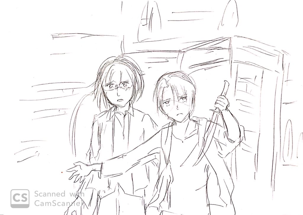 七夜 前回リヴァハンワンドロの俺 私が守るの絵 三期opを参考にしていますっす アナログ線画取り込み