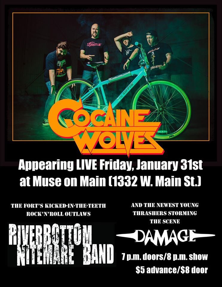 We’re playing The Muse on Main in Fort Wayne tonight. Rare all-ages appearance with our friends Riverbottom Nitemare Band and teen heshers Damage. $8, doors at 7, show at 8. Should be a good time, bring the kids and come rock.