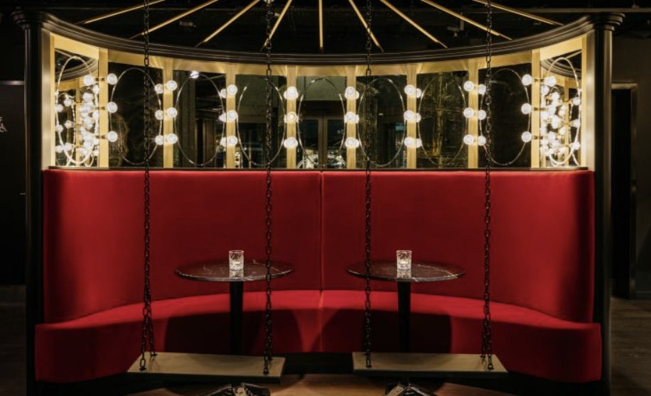 LondonPlanner's tweet image. If you're heading to @thevaultsuk seek out the circus-themed bar in the new #RubyLucy hotel. We went last night and loved the mirrored tent, swings and pin ball machines. Try the Contortionist cocktail