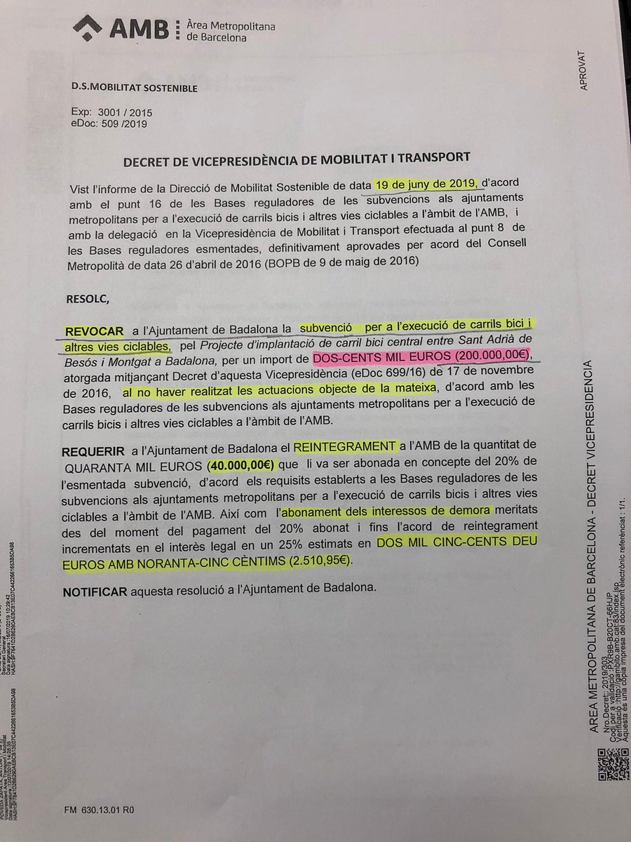 Passivitat i mala gestió de l' <a href="/AjBadalona/">Ajuntament de Badalona</a> que posa en perill a totes aquelles persones que es desplacen en #bici per #Badalona