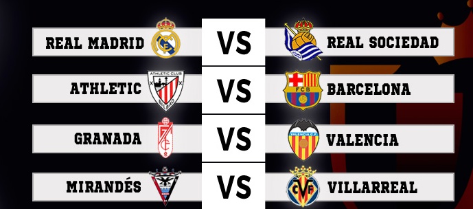 EsMasQueFutbool's tweet photo. Asi son los emparejamientos de estos cuartos de final de la #CopaDelRey
Muy buenos eliminatorias que aún serán a partido único. https://t.co/HchZ74sxfs