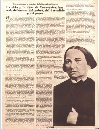 Artículo en prensa sobre la vida y obra de Concepción Arenal