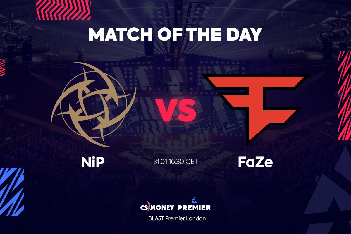 csmoneytrade's tweet photo. Match of the day: @FaZeClan vs @NiPGaming!
Today at 16.30 CET two legendary teams clash in the opening battle of @BLASTPremier!
Vote for the winner with #FaZe_CSMBLAST or #NiP_CSMBLAST
If you'll choose the winner, you'll participate in our giveaway! https://t.co/nXVoGmSPmE