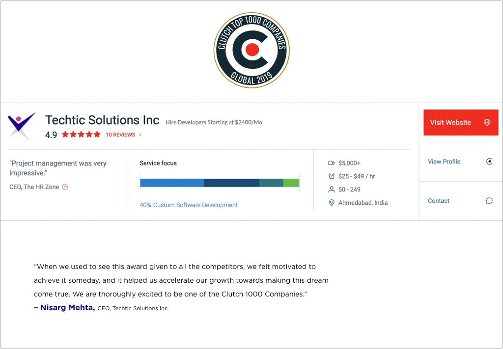 UjwalMahadeo's tweet photo. Techtic Solutions Inc. Listed on Clutch 1000: Annual List of Top B2B Service Providers @clutch_co @VisualObjects 

#b2bserviceprovider #cluth #techticsolutions https://t.co/vMZZElrJyT