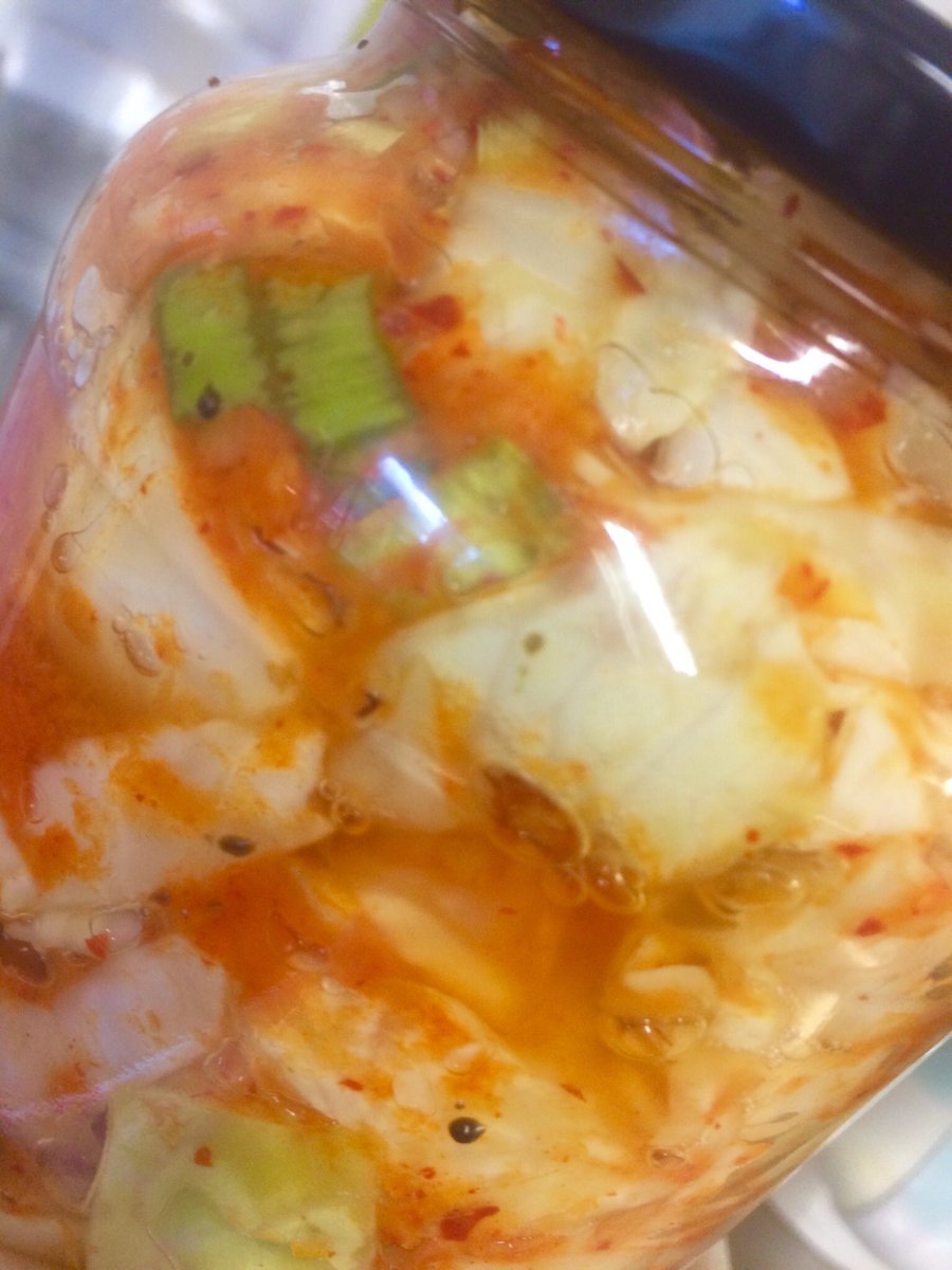 Our Kimchi is bubbling away nicely. Should be ready in next two days...#fermented #guthealth amazing in a toastie or with anything really