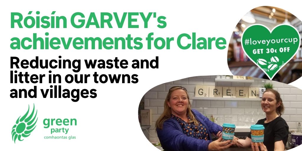 RoisinGarvey's tweet photo. Róisín started https://t.co/rRgqTygTrV in 2017, to help reduce single-use cups in Ennistymon. This successful social enterprise offers a discount on hot drinks for bringing your own reusable cup. It's now rolled out in towns &amp; villages in Clare Cork Kerry &amp; beyond. #VoteGarvey https://t.co/9BAJfnFplU
