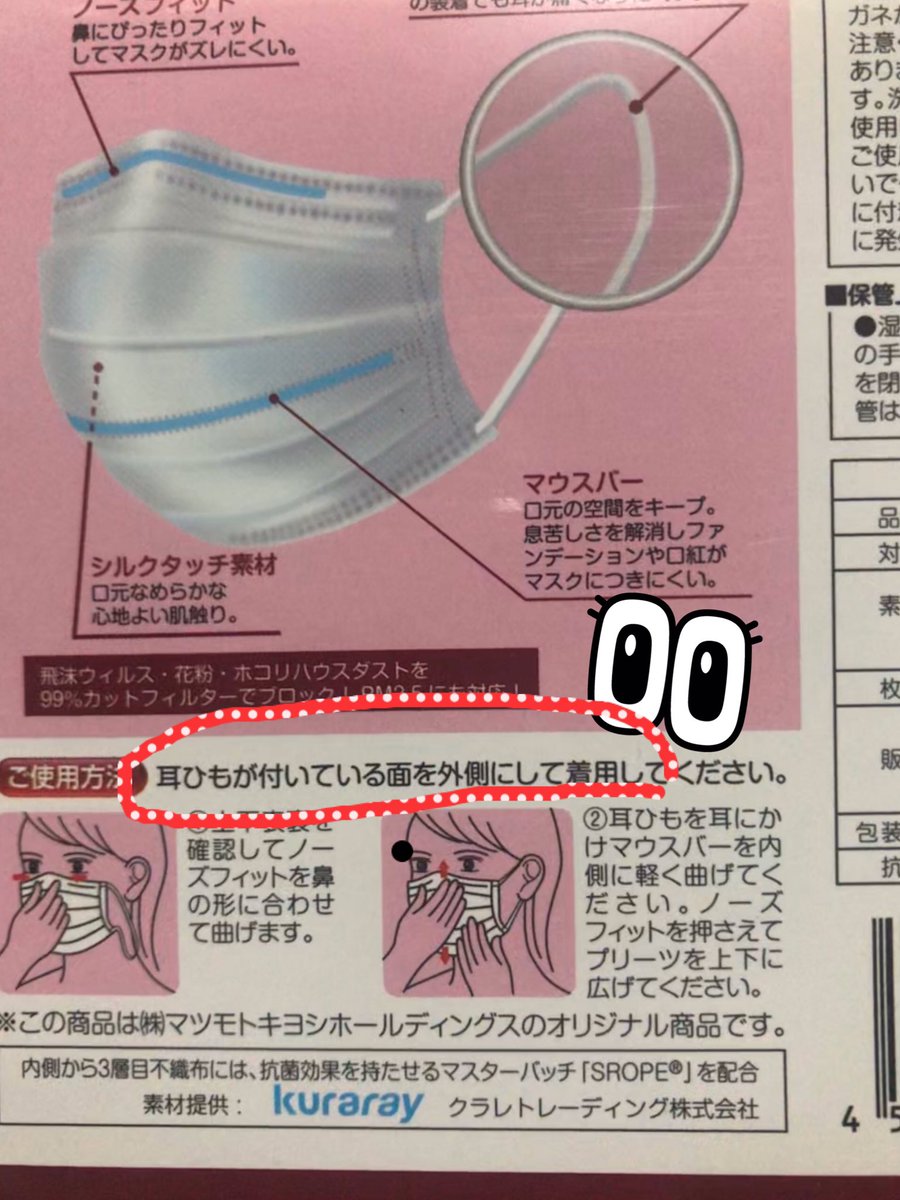 プリーツ ひだ 付きマスクのどちらが内側か外側か話題に Togetter