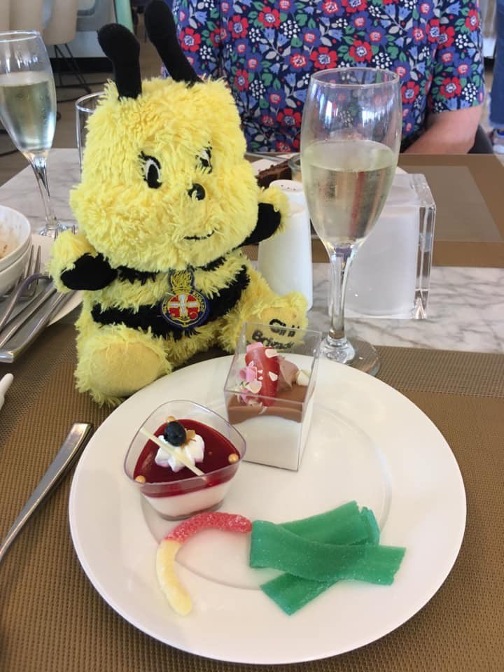 BeeEllon's tweet photo. On board the QE2 today! Amazing tour and a super scrummy brunch (and even a cheeky glass of fizz)! #ambassabeetravels #girlsbrigadescotland #qe2 @gbinscotland @GBSChiefExec https://t.co/cVeDMEBoU0