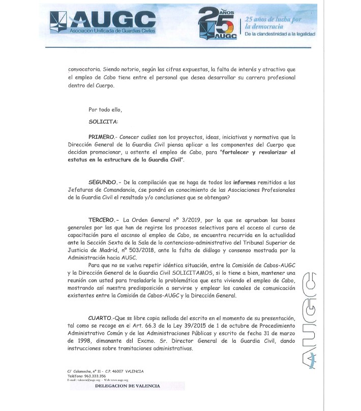 AUGC_Cabos's tweet photo. Hemos solicitado reunión con la Directora General de @guardiacivil para trasladarle la problemática que vive el empleo de Cabo e impulsar los canales de comunicación entre DGGC y Asociaciones.
#YoSoyAUGC
#ReclasificacionGrupoB https://t.co/prDPECvoJ3