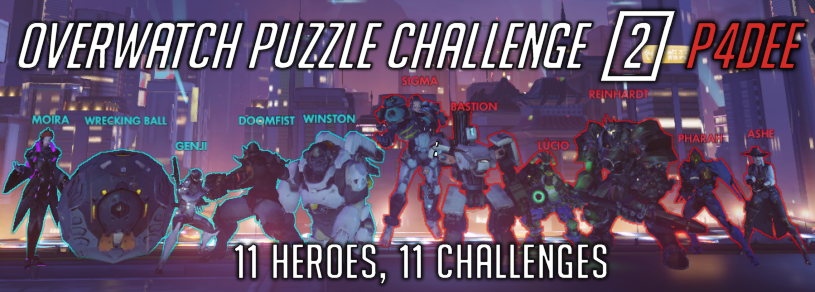Seita_ow's tweet image. Overwatch Puzzle Challenge 2: P4DEE

- 11 Heroes, 11 Challenges
- You need to know Overwatch hero mechanics to beat the challenges
- If you can complete all 11, please post a screenshot with your time as a reply
