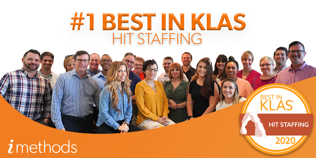 iMethods has received the prestigious 2020 Best in KLAS award for HIT Staffing, recognizing it as the leading national provider of staffing services in healthcare. #BestinKLAS ow.ly/D6Rv50y9gU0
