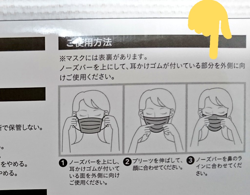 プリーツ ひだ 付きマスクのどちらが内側か外側か話題に Togetter