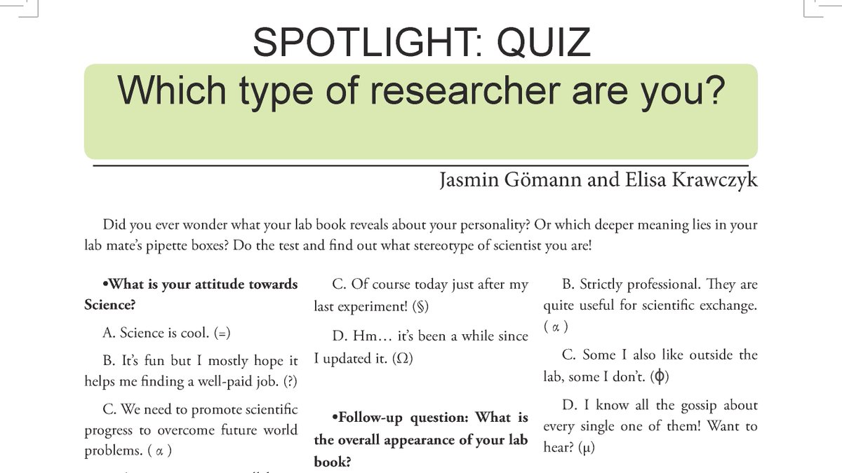 Happy Friday everyone! Why not celebrate the end to a successful work week by taking a fun quiz, on what type of researcher you are? 👩‍🔬👨‍🔬Compiled by @Jasmin_Goe and <a href="/ElisaKrawczyk/">Hannah Elisa Krawczyk</a> check out this spotlight article from the latest #GGNBTimes 🗞️