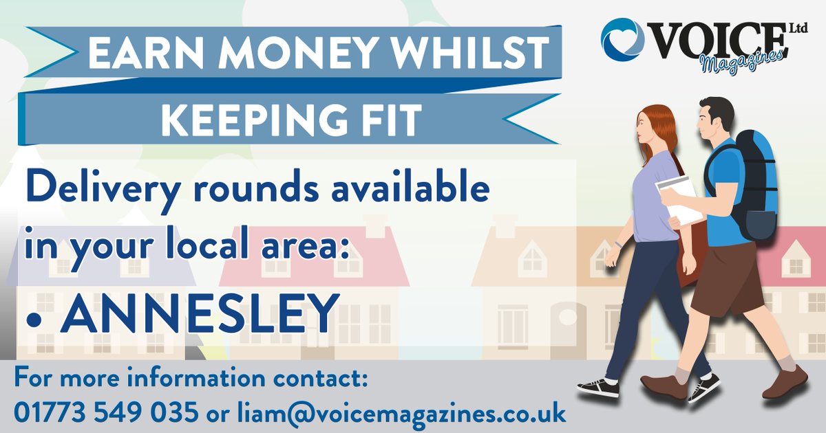Could you help us? 
We have 2 delivery rounds available in Annesley to distribute our February issue over the next few days? 
Really easy to do and you get a full list of where you need to deliver to. 
Drop us a direct message on Twitter or email liam@voicemagazines.co.uk