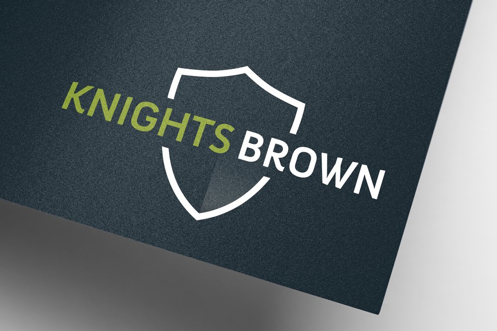 Image of Knights Brown's logo on a dark background