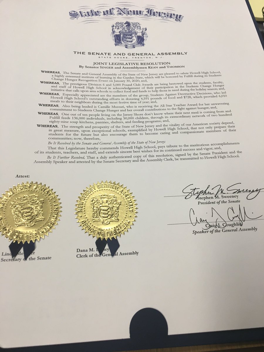 HowellSADD's tweet image. And we were honored by the Nj State Senate and Assembly!!