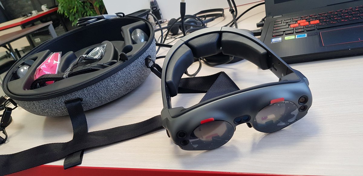 DSergeenko's tweet photo. That great feeling when started to use your first brand new #MagicLeap #MixedReality smart glasses. 
Amazing and unforgettable experience! #MR #AR https://t.co/j0XZsGN96C
