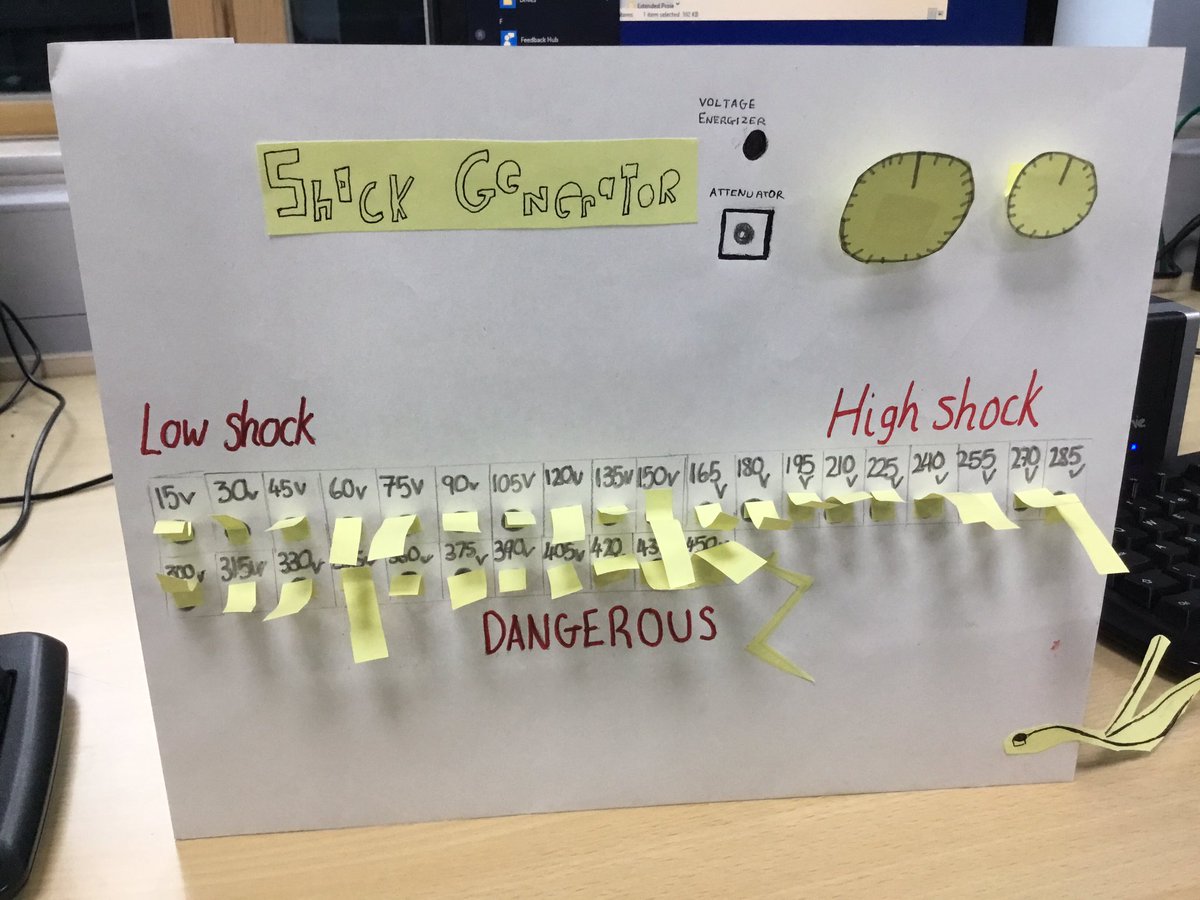 SJLPsychAndSoc's tweet photo. Making Milgram’s shock generator today with year 12s#creativepsychology https://t.co/X08578nqxo