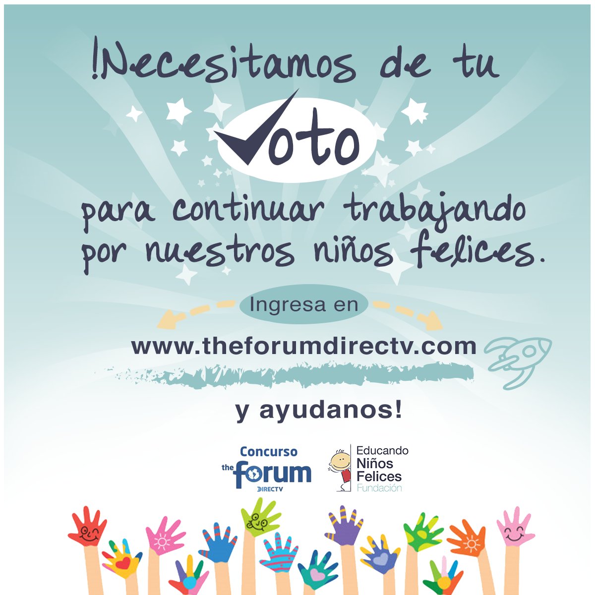 ¡Colabora con @fundafelices!  Vota por nosotros ingresando a theforumdirectv.com y ayúdanos a seguir beneficiando más niños y niñas. 

#TheForumDIRECTV @GeneracionDTV