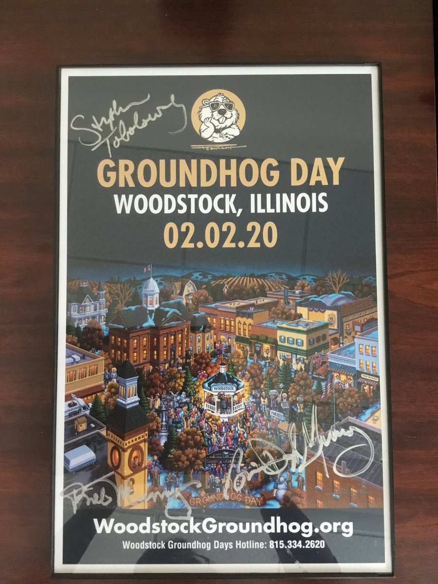 d200edfound's tweet photo. Do we hear 339 dollars &amp; 88 cents? Bidding for this poster autographed by Bill Murray, Brian Murray, &amp; Stephen Tobolowsky begins in in just ten days! Donated by @woodstockghd  But you have to be at the Groundhog Dinner/Auction in order to bid! https://t.co/oHfSCDkxaN https://t.co/qhRMD1HeTi