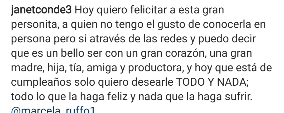 JanetConde3's tweet photo. Feliz vuelta al sol, que papito Dios y nuestra morenita la cuiden siempre, besos y abrazos enormes desde tierras Jarochas,  la quiero y deseo mucho éxito en todooo.
😘😘🎈🎉🎊🎁 #happybirthday 
#marceruffo 
@cascaruffo https://t.co/bn54S55RmF