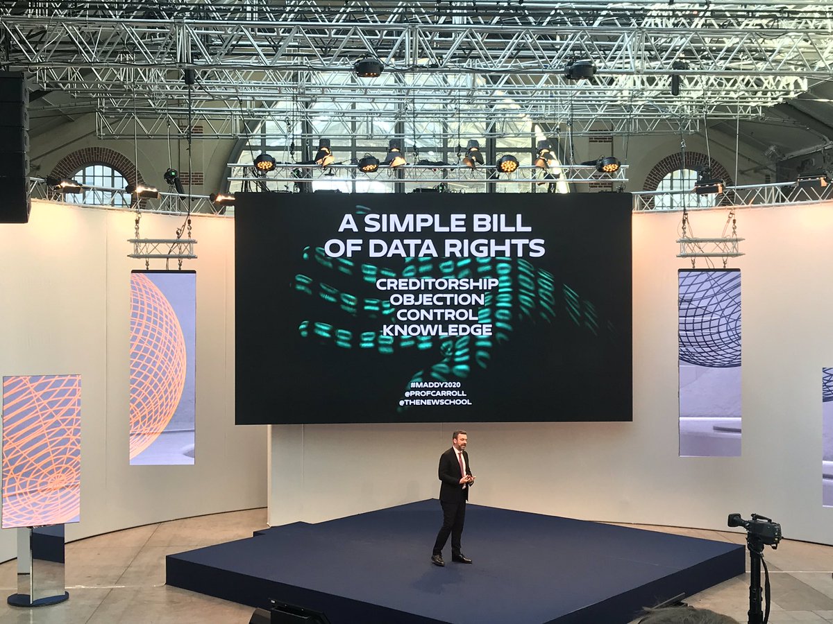 📱👉🏼 #MaddyKeynote David Carroll <a href="/profcarroll/">David Carroll 🦣🦋</a> nous rappelle que les droits sur les données et la démocratie sont totalement indépendants l’un de l’autre. #CambridgeAnalytica  

#MBADMB <a href="/VincentMontet/">Vincent MONTET</a> <a href="/ArnaultChatel/">Arnault Chatel</a>