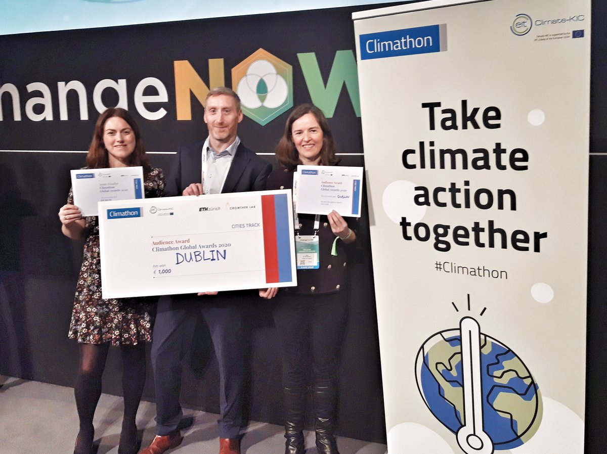 Dublin City Council (@dubcitycouncil) on Twitter photo Dublin won the public vote at the <a href="/GlobalClimathon/">Climathon 🌍</a> Awards in Paris today! Although Dublin didn't win the overall city award (Congrats to Penang, Malaysia 👏) we got the award for resilient design! Well done to Simon, Aoife & Yvonne for representing us so well! #ClimathonAwards Dublin won the public vote at the <a href="/GlobalClimathon/">Climathon 🌍</a> Awards in Paris today! Although Dublin didn't win the overall city award (Congrats to Penang, Malaysia 👏) we got the award for resilient design! Well done to Simon, Aoife & Yvonne for representing us so well! #ClimathonAwards