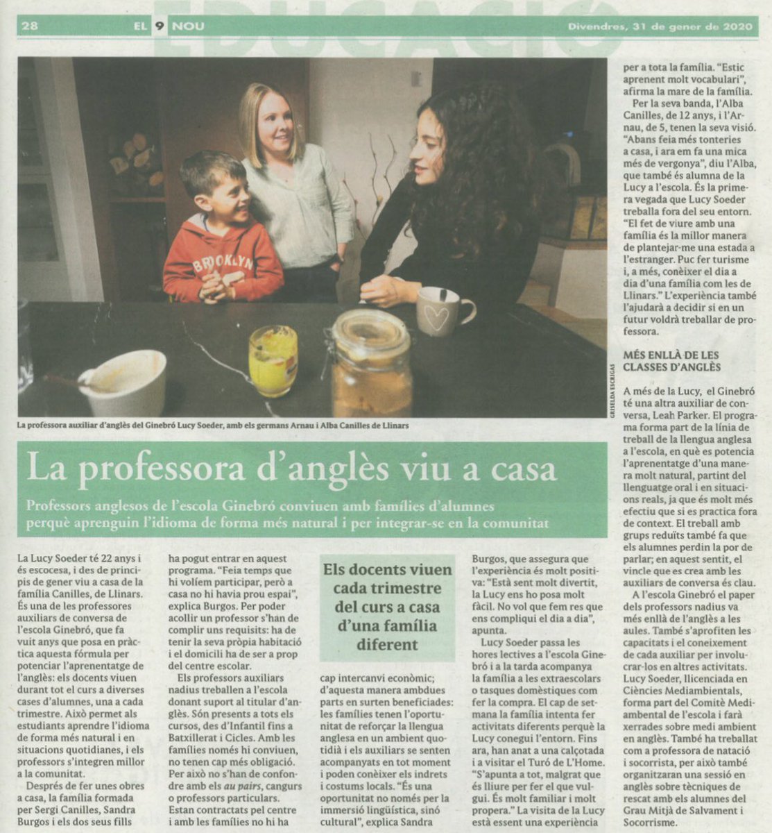 EscolaGinebro's tweet image. Avui a @EL9NOU una família del Ginebró explica com viu l’experiència de tenir una auxiliar de conversa a casa 🇬🇧
#conversationassistant #naturalenglish #projectelingüístic #anglès