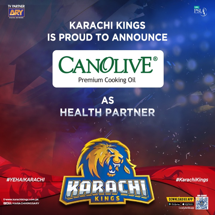 KarachiKingsARY's tweet photo. #KarachiKings is proud to announce its #Health #Partner βCanOliveβ for the upcoming #HBLPSLV
#DeDhanaDhan #YeHaiKarachi #HealthPartner #CanOlive #SehatParAbNoSamjhota
Hojao Taiyaar... Ab Hoga #SherKaWaar π¦ https://t.co/yW5wX9ygYd