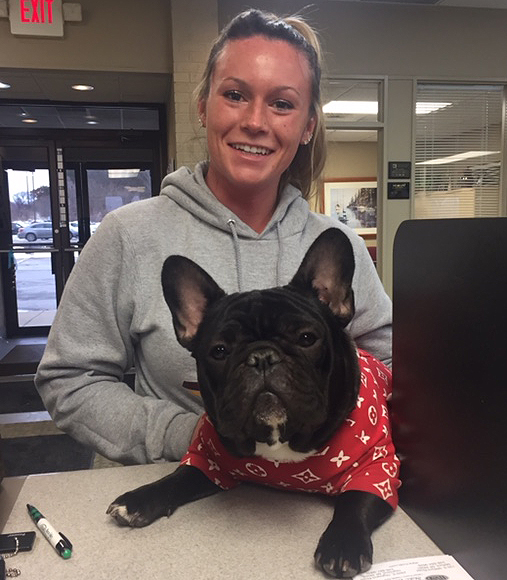 This is Smalls, one of our favorite customers! He is about 8 months old and has been coming into our branch regularly to visit and get his dog biscuit. His mom also enjoys the freshly baked cookies we have.