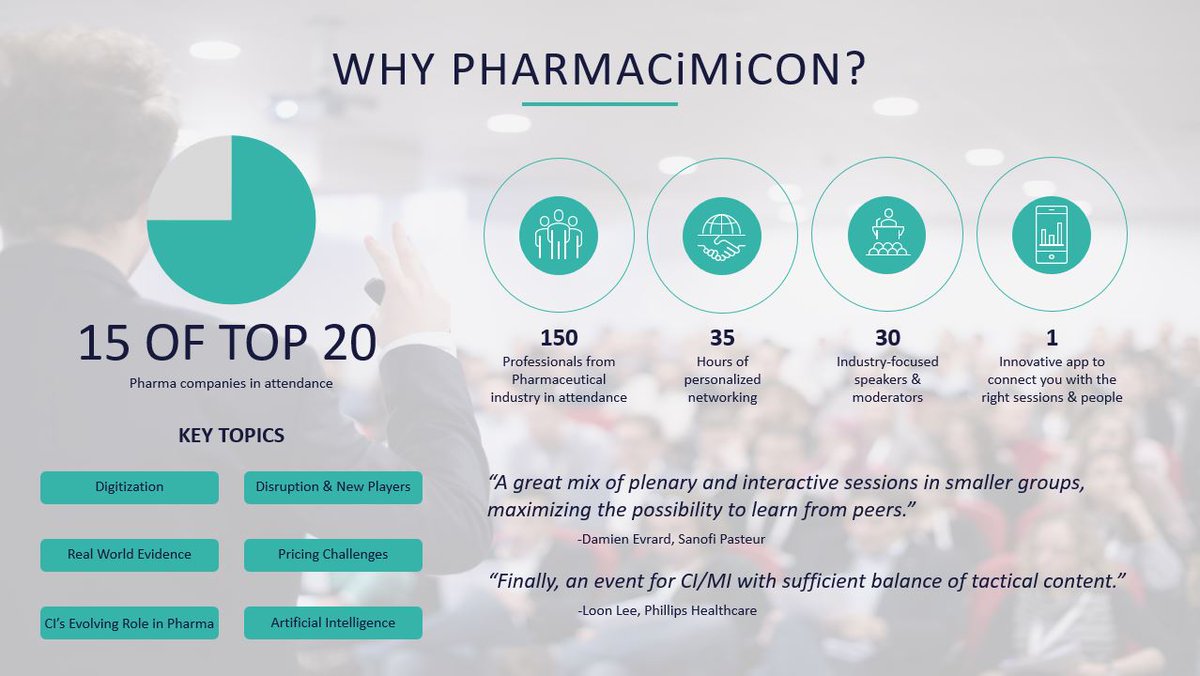 #PharmaCiMiCON EU is in June - will you be attending Europe's leading Competitive & Market Intelligence conference this year? Learn more here: ow.ly/55Ik50y8j6s #LeadSponsors #DeallusStrategy