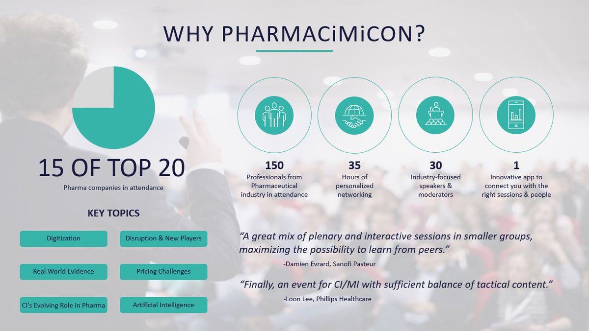#PharmaCiMiCON EU is in June - will you be attending Europe's leading Competitive &amp; Market Intelligence conference this year? Learn more here: ow.ly/55Ik50y8j6s #LeadSponsors #DeallusStrategy