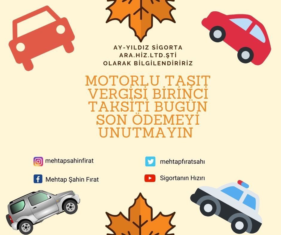 #sigortacımehtapşahinfırat  #vergi #taşıtvergisi #motorlutaşıtvergisi #ayyıldız #sigorta #sigortanınhızırı #BizDiyoruzkiSigortaKaybettikleriniTekrarYerineKoyamayanlarınİhtiyacıdır