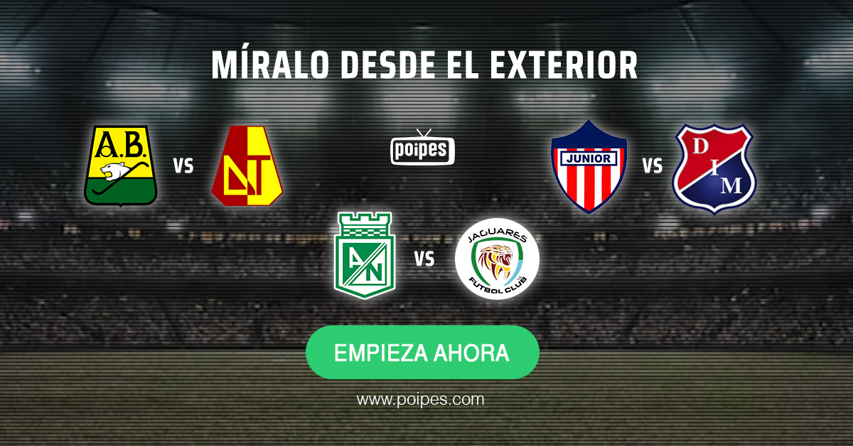 #LigaBetPlay 🇨🇴

📅 Sábado 1 de febrero
⚽️ <a href="/ABucaramanga/">Atlético Bucaramanga</a> 🆚 <a href="/cdtolima/">Club Deportes Tolima</a> 
⏰ 4:00PM (COL)
⚽️ <a href="/JuniorClubSA/">Junior FC</a> 🆚 <a href="/DIM_Oficial/">DIM</a> 
⏰ 6:00PM (COL)
⚽️ <a href="/nacionaloficial/">Atlético Nacional</a> 🆚 <a href="/JaguaresdeCord/">Jaguares de Córdoba</a> 
⏰ 8:15PM (COL)

 #EnVIVO por #Poipes 👉 goo.gl/5HN6cq