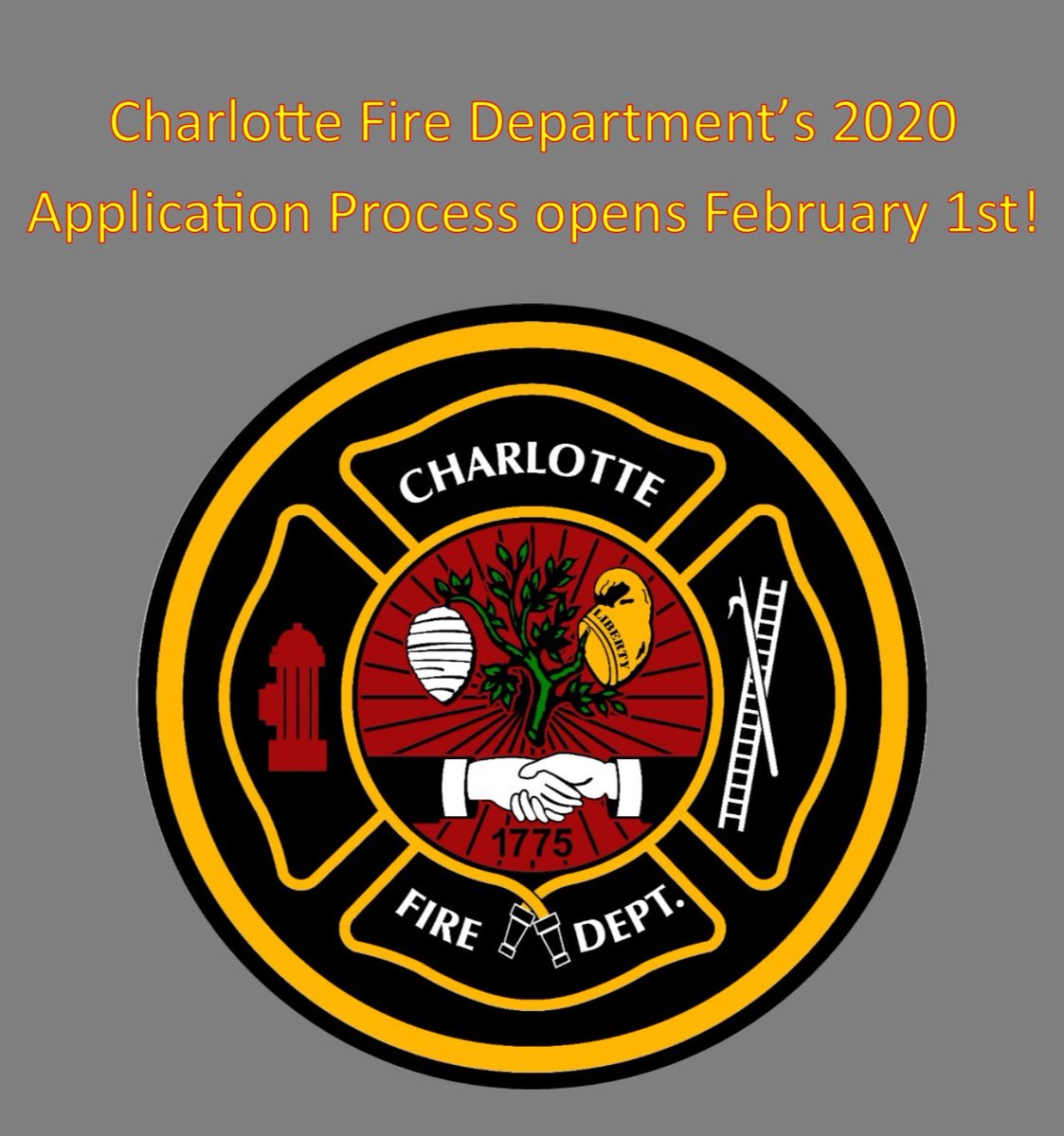 charlottefire's tweet image. The application period for our 2020 Firefighter Recruiting Process opens this Saturday! Applications will remain open from February 1, 2020 – February 16, 2020 at charlottenc.gov/HR/Pages/Jobs.….