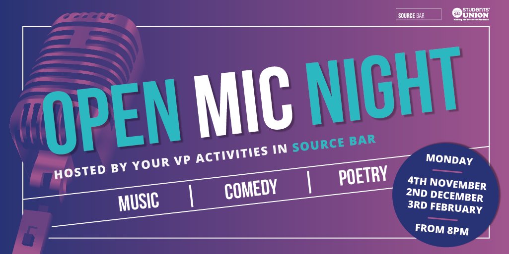 UCLanSU's tweet photo. Who'll be joining @UCLanSU_Activ at @SourcePreston on Monday night for the next Open Mic Night? https://t.co/1ag8FgqMTI