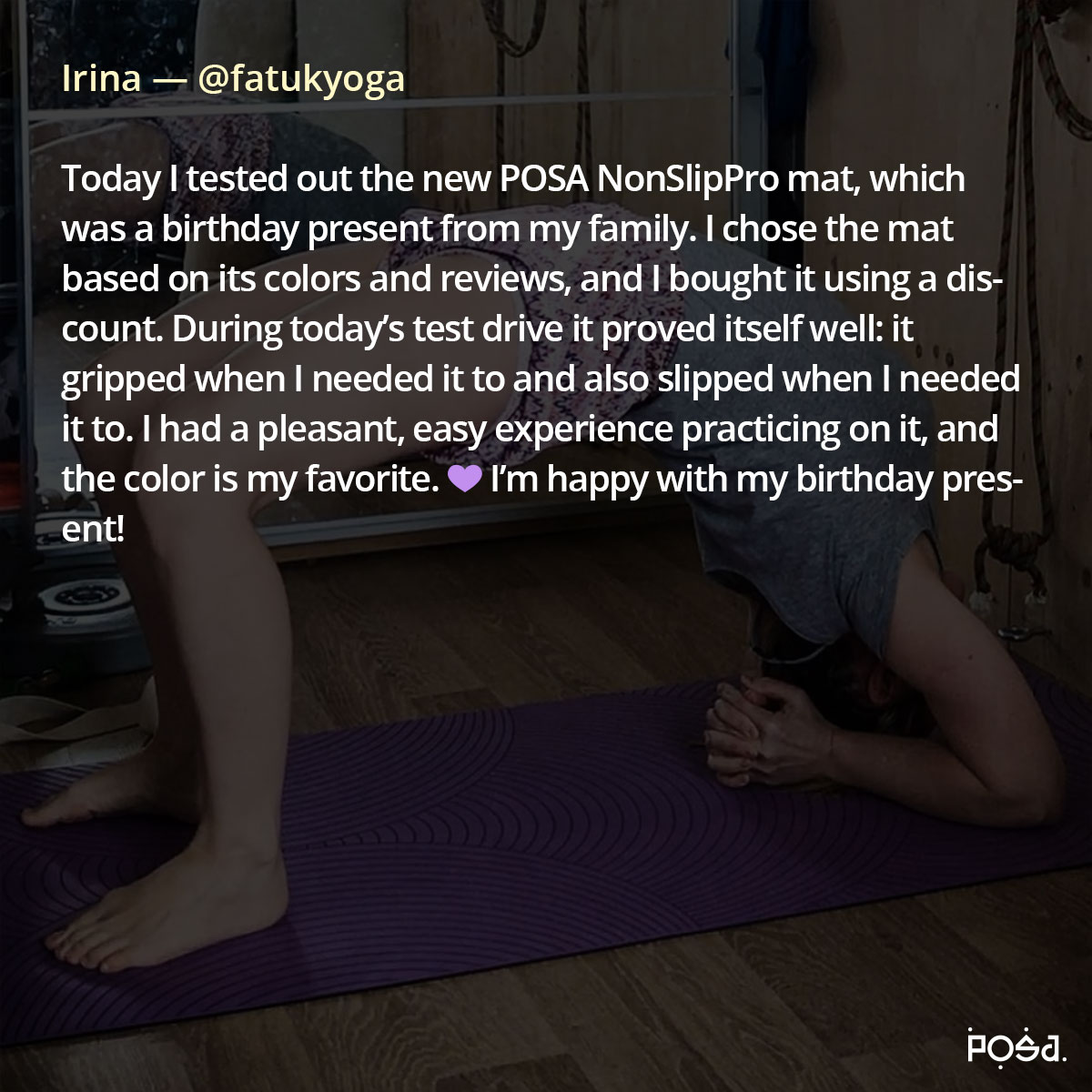 posayoga's tweet photo. Review: Irina — @fatukyoga

Today I tested out the new POSA NonSlipPro mat, which was a birthday present from my family. I chose the mat based on its colors and reviews, and I bought it using a discount. During today’s test drive it proved itself well… https://t.co/eqnHhgO5ll https://t.co/HZtup04KSv