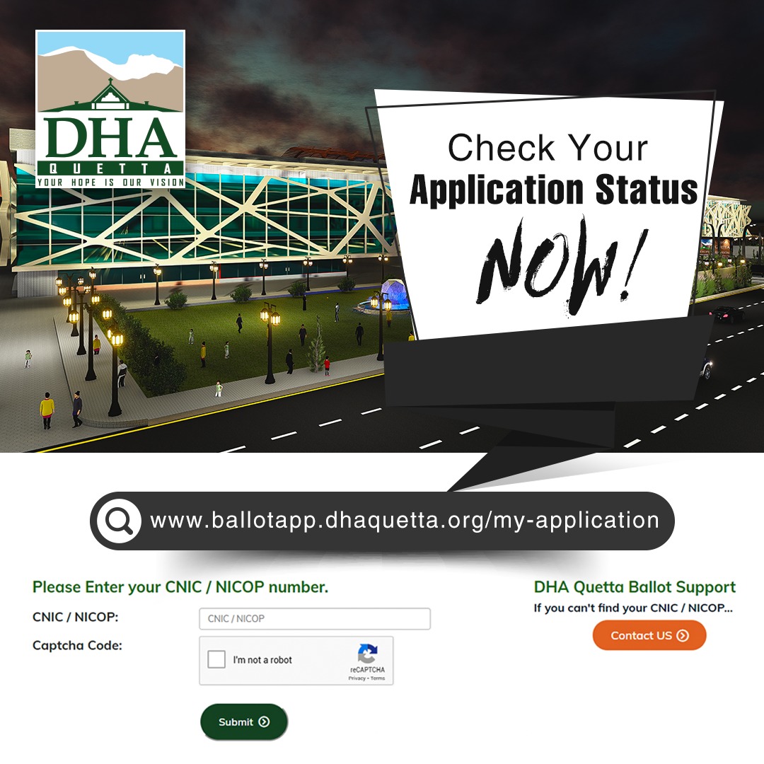 IF YOU HAVE NOT RECEIVED YOUR CONFIRMATION SMS YET .... 

Then just Log on to ballotapp.dhaquetta.org/my-application and check your Ballot Application Status by entering your CNIC #.