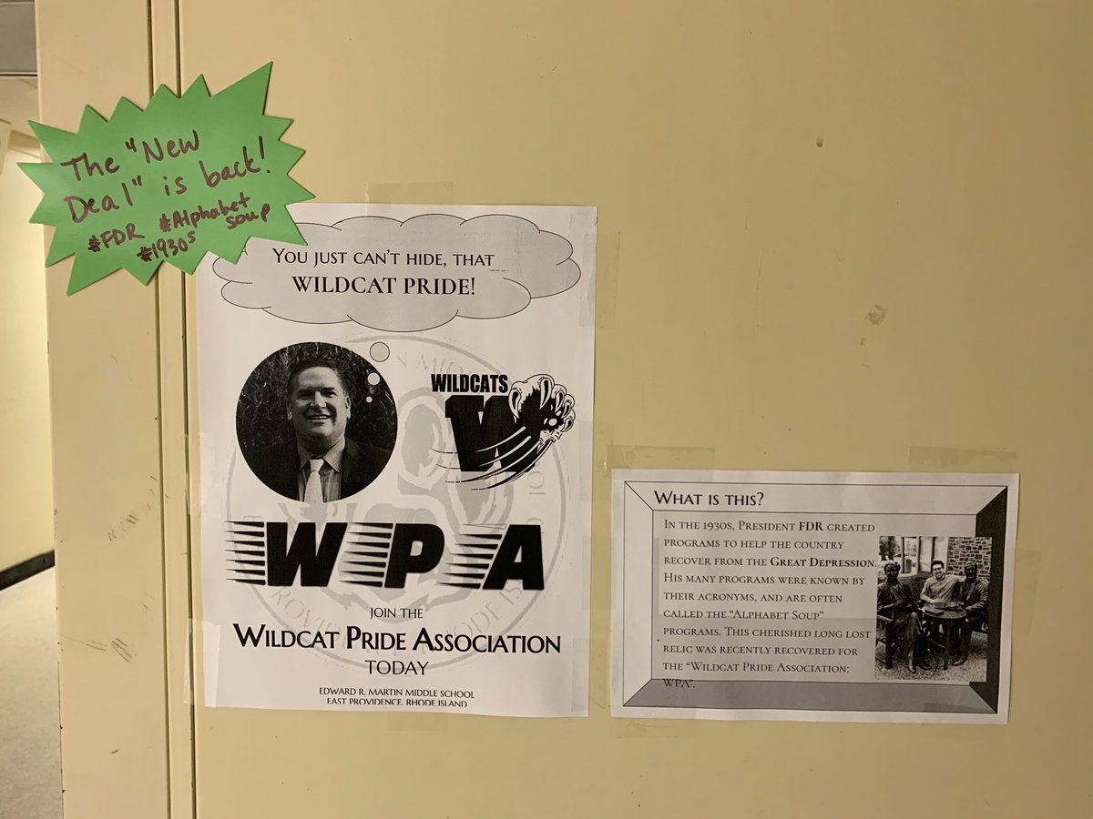 The “New Deal” is back <a href="/MartinWildcats/">Martin Middle School</a>! Students have been studying FDRs New Deal programs, getting in the swing with jazz music 🎵, and today designing their own 1930s inspired posters. Check out this relic that was recently recovered... #wildcatpride <a href="/BillBlackRI/">Bill Black</a> #livinghistory