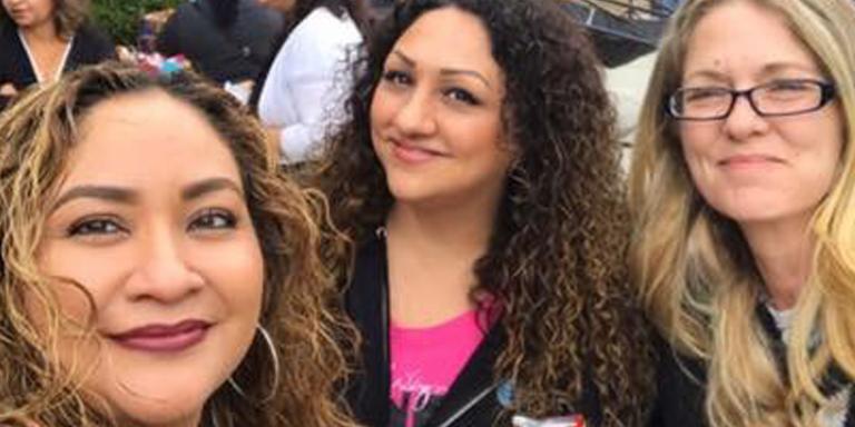 Selfie with Ann Henderson and two other girls