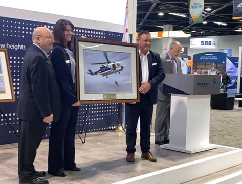 <a href="/CougarHeli/">Cougar Helicopters Inc.</a> honored by <a href="/Sikorsky/">Sikorsky</a> at #HeliExpo2020 for life-saving mission capability using the #S92.  In 2019 Cougar flew 350 SAR sorties; Since 2008 Cougar awarded 35 Sikorsky Winged-S Rescue Awards; Cougar boasts a 20-minute SAR response time in the northeastern Atlantic.