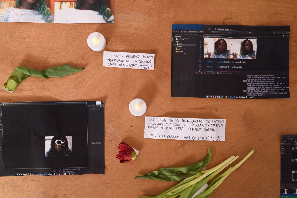 Olivia's art work, print out code examples, flowers, notes