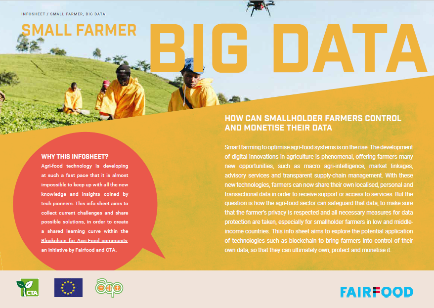 CTAflash's tweet photo. 🆕How can the agri-food sector safeguard #farmdata inorder to respect and protect smallholder’s data privacy?
Check out this latest info sheet, exploring the potential application of #blockchain to ensure that farmers can own, protect and monetise data 👉https://t.co/ZpGDCbxVeR https://t.co/K27TOUiBWq
