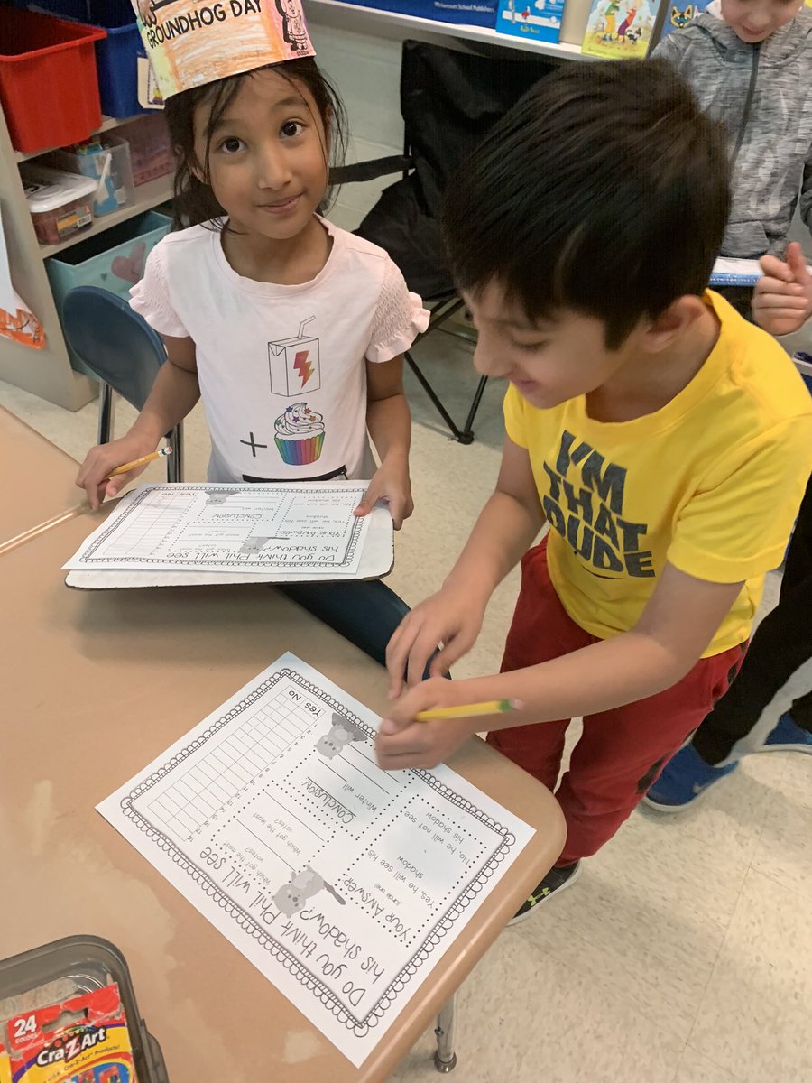 richtersrockets's tweet photo. Survey says! The Rockets surveyed the class to make a prediction of whether or not Phil will see his shadow. We are predicting an early spring! #dataisawesome #funinfirst https://t.co/C1yXC0qYnn