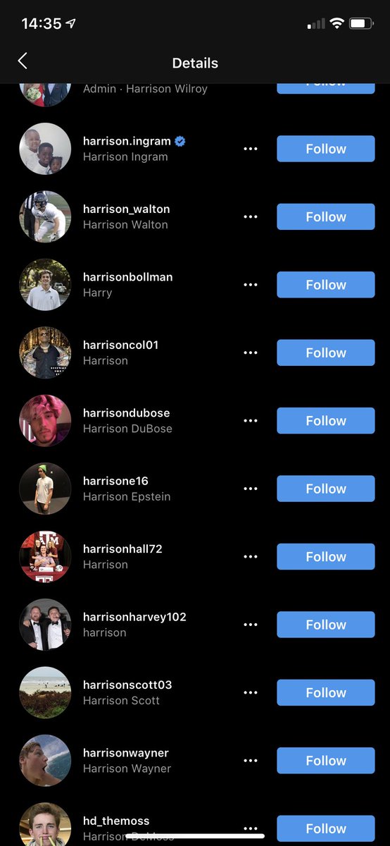HarrisonWebb97's tweet photo. I’ve been in a group chat with every person named ‘harrison’ on Instagram for a few years now. 
We’ve never met but we all occasionally check on each other 😂 https://t.co/jSCbEBNclk