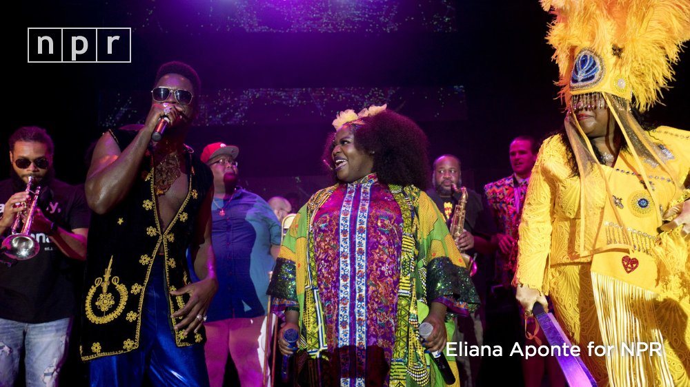 Cuban singer Cimafunk performs with Tank and the Bangas (winners of NPR's 2017 Tiny Desk Contest), The Soul Rebels and the Queen of the Guardians of the Flame during a concert at La Tropical in Havana.
